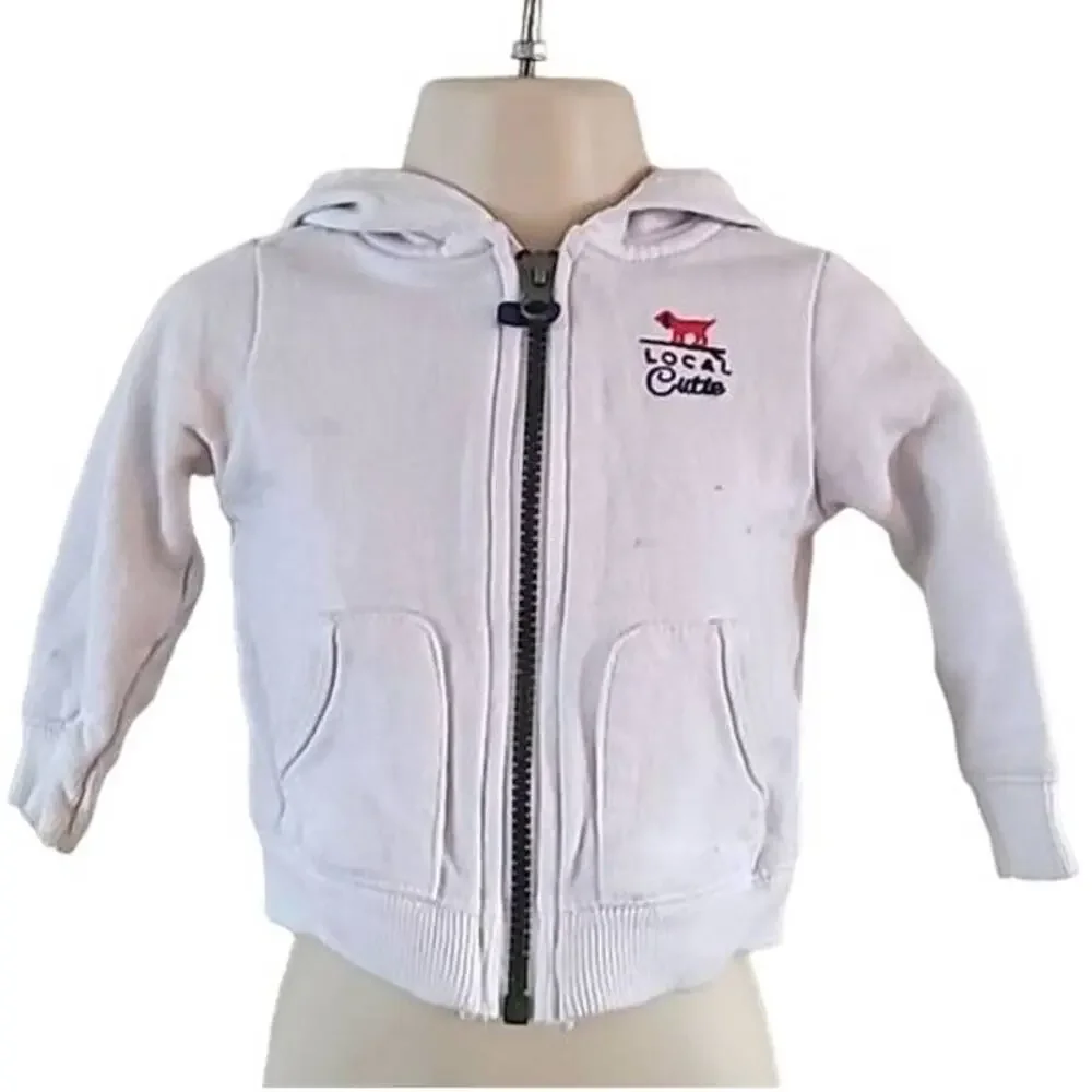 Excellent condition Carter’s White Local Cutie Baby Zip-Up Hoodie Size 9 Months